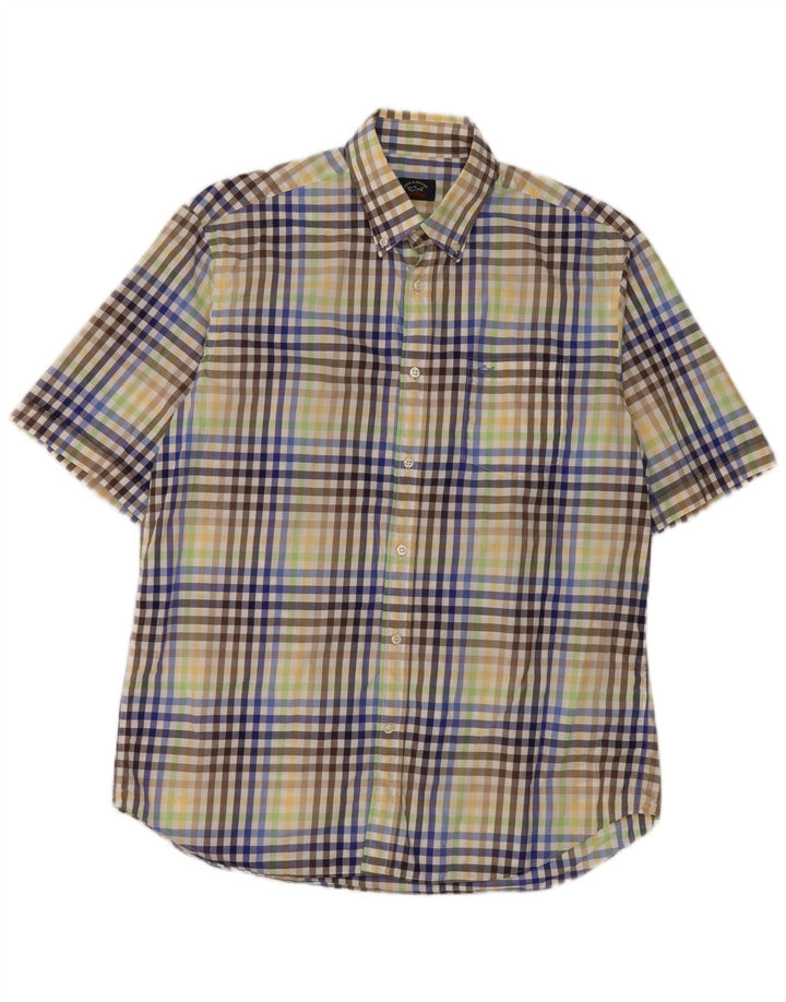 Paul & Shark Camisa De Manga Corta Para Hombre De Algodón Con Cuadros Multicolores