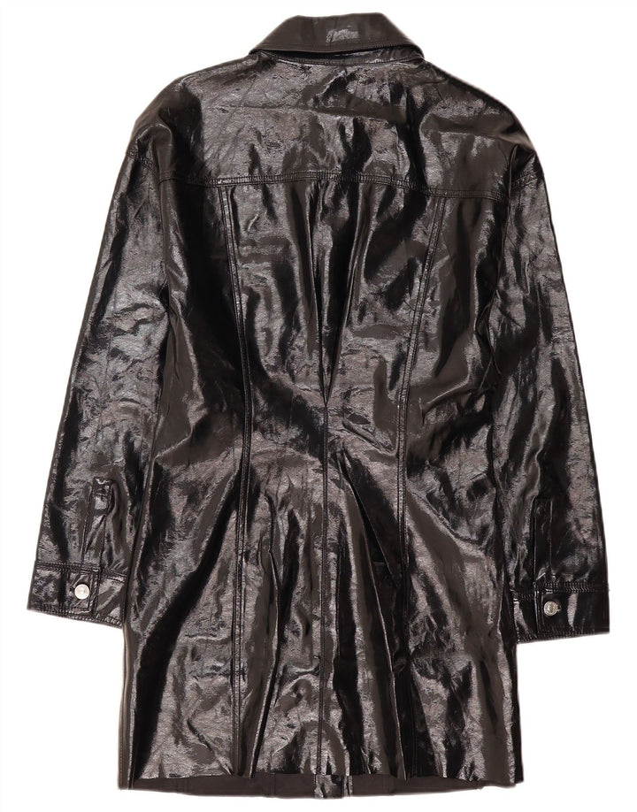 Zara Mujer Abrigo UK 46 Grande Poliéster Negro