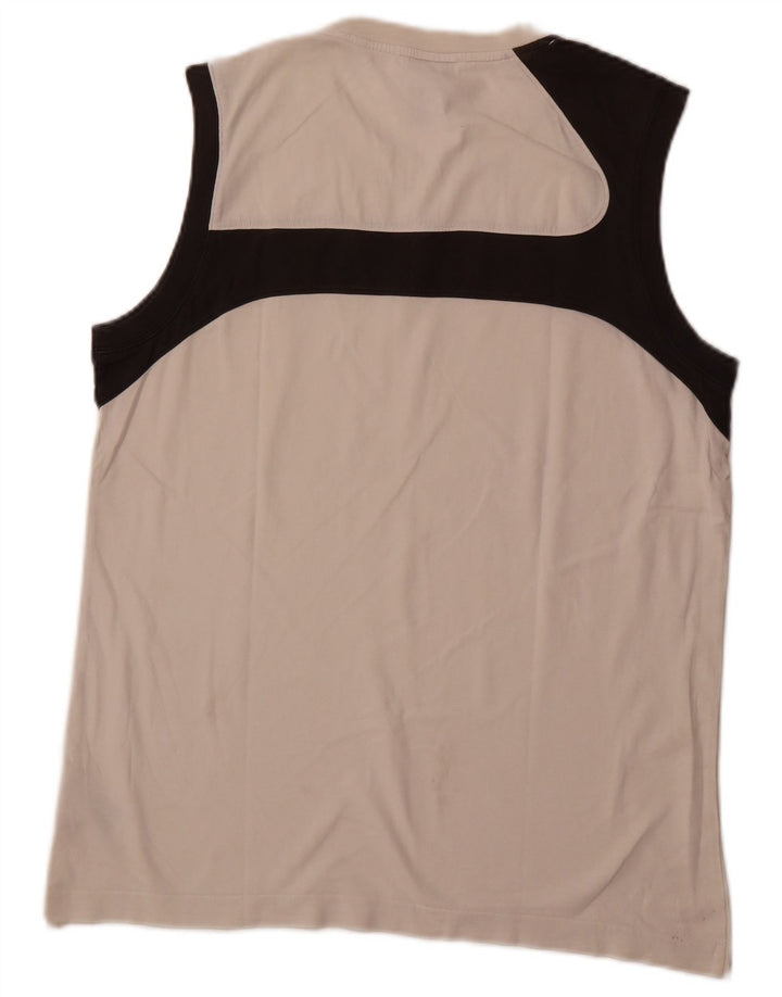 ADIDAS Hombre Chaleco Top Grande Blanco Colorblock Algodón