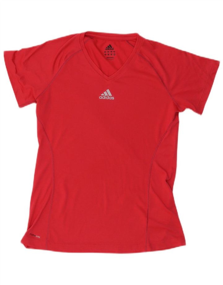 ADIDAS Mujer Climalite Camiseta Top UK 14 Medio Rojo Poliéster