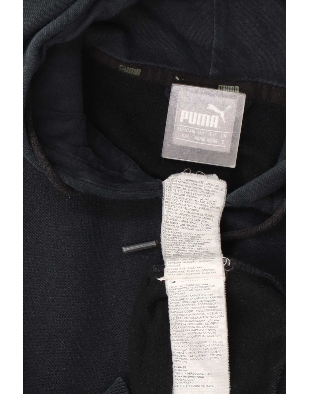 Puma Sudadera con capucha y cremallera para hombre, talla pequeña, algodón azul marino