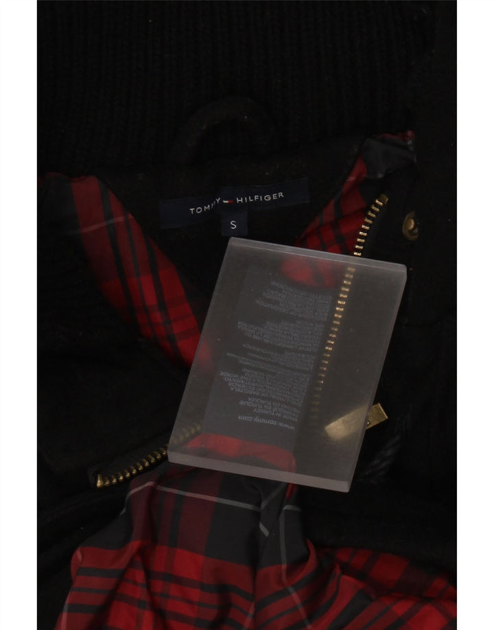 Tommy Hilfiger Trenca con capucha para mujer UK 10 Small Lana virgen negra