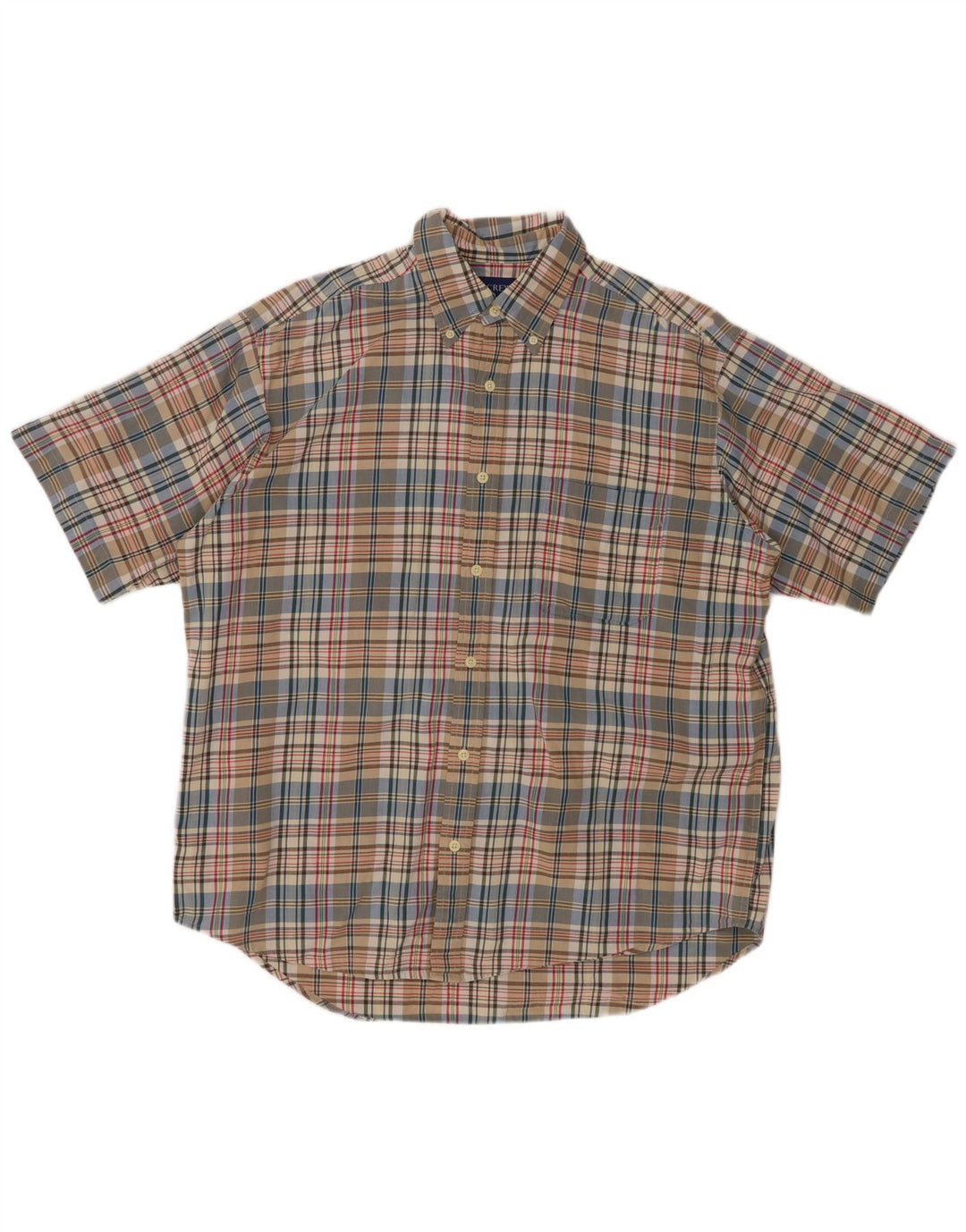 J. CREW Camisa de manga corta para hombre de algodón a cuadros multicolor mediano