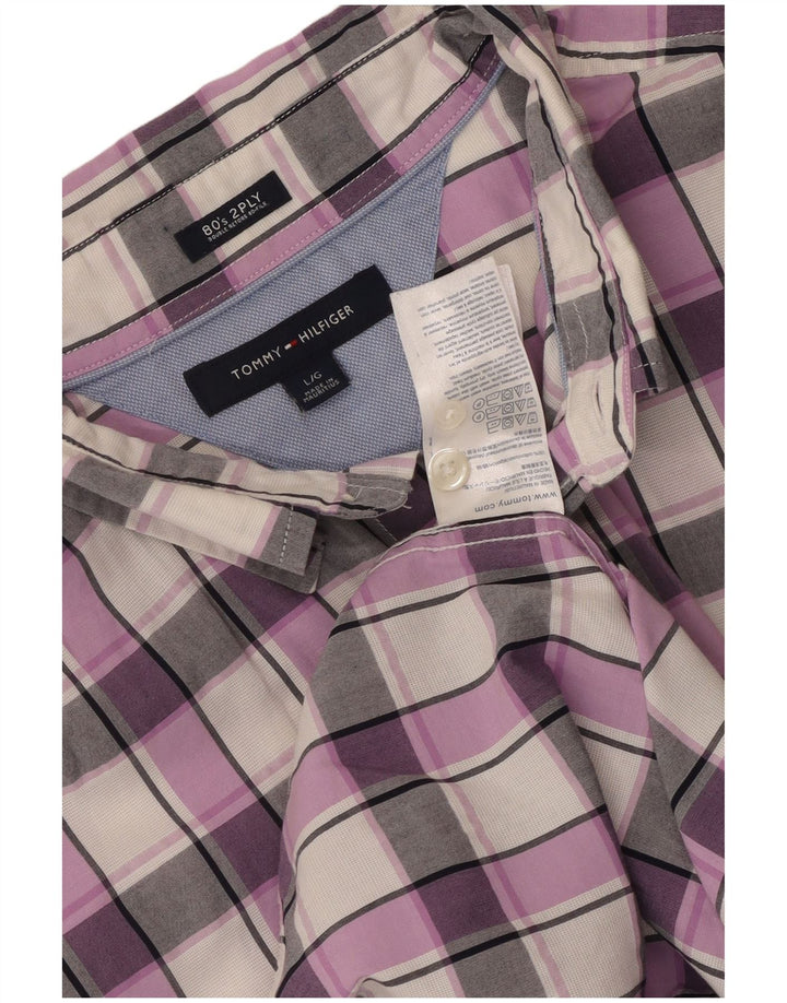 Tommy Hilfiger Camisa para hombre Grande Púrpura Check Algodón 80s