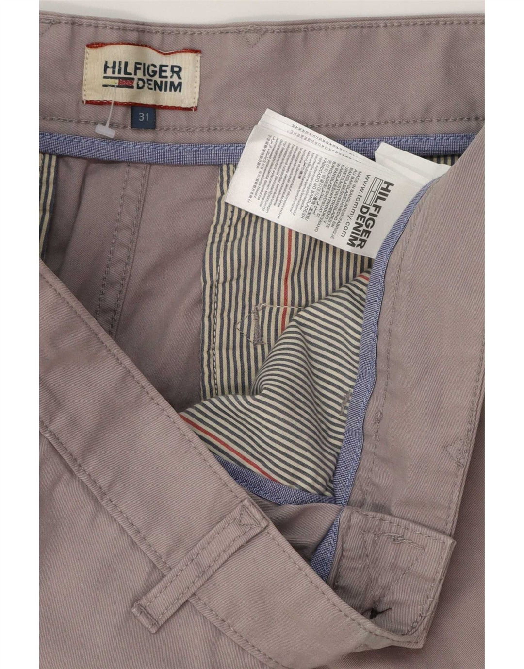 Tommy Hilfiger Pantalones cortos chinos para hombre W31 Algodón gris medio