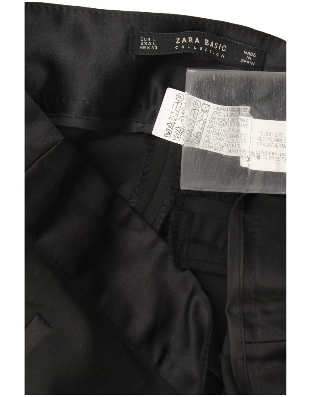 Zara Mujer Pantalón Casual Slim Large W30 L29 Poliéster Negro