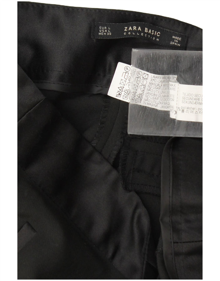 Zara Mujer Pantalón Casual Slim Large W30 L29 Poliéster Negro