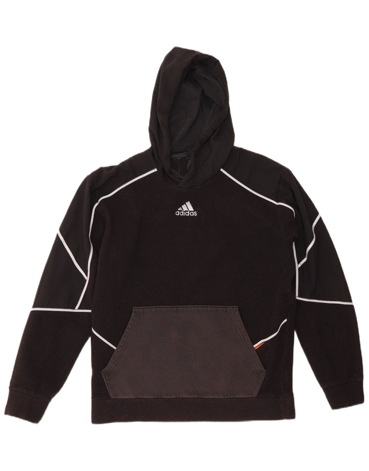 ADIDAS Jersey de forro polar con capucha para hombre pequeño poliéster negro