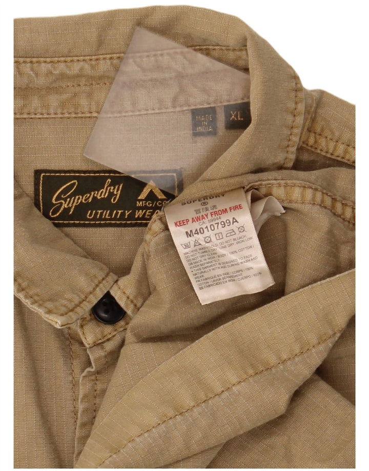 Camisa Superdry Hombre XL Algodón Beige