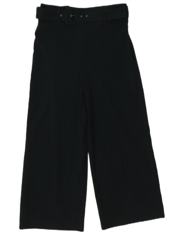 Zara Mujer Pantalón Cropped De Pierna Ancha Mediano W30 L25 Poliéster Verde