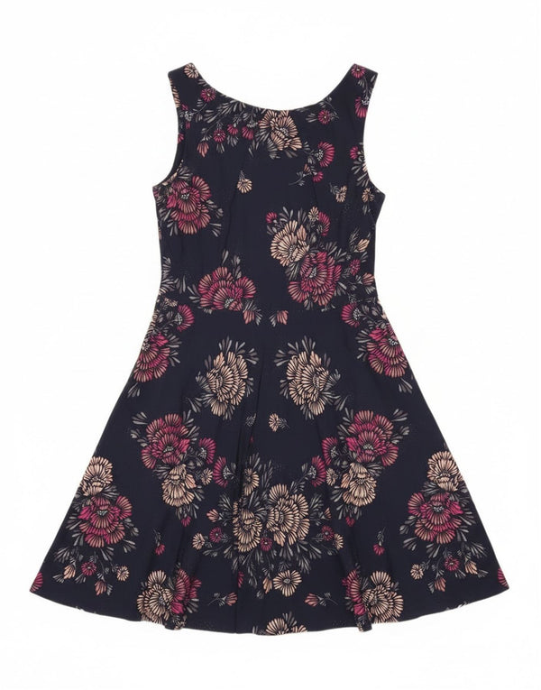 Apricot Womens Sleeveless A-Line Dress UK 8 Small Navy Blue Floral Viscose