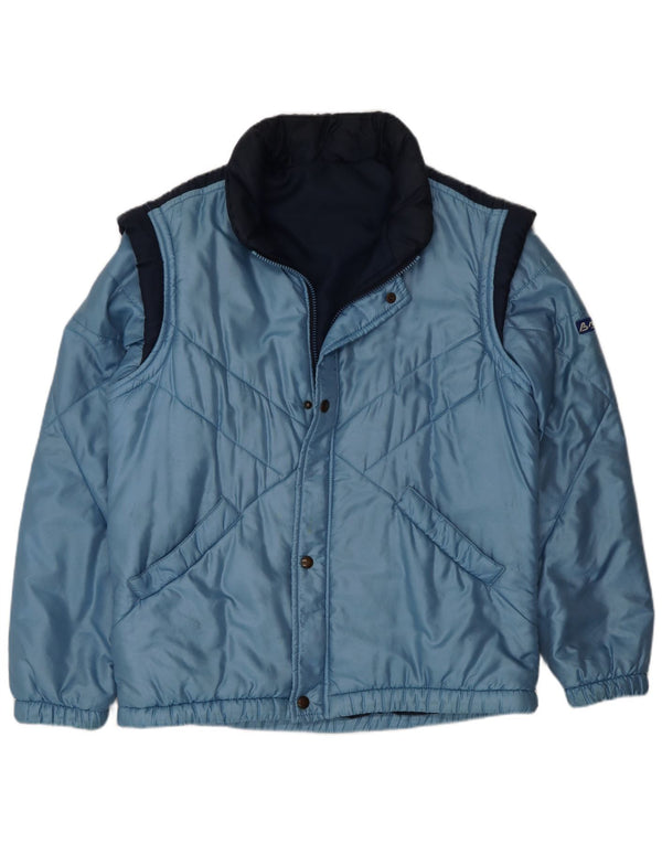 Chaqueta acolchada vintage para hombre Reino Unido 38 Bloque de color azul medio