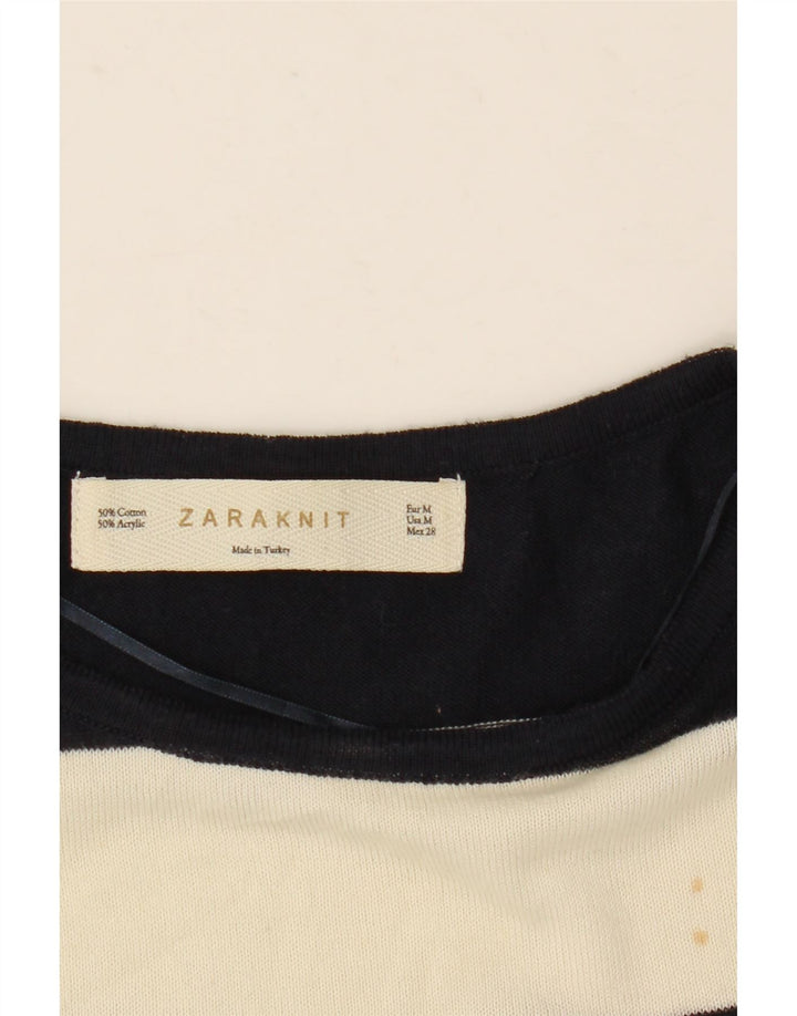 Zara Blusa extragrande de manga 1/2 para mujer UK 40 Mediano Rayas blancas