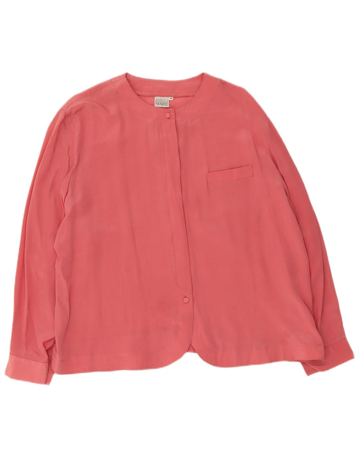 Andrea Mare Blusa camisera extragrande para mujer UK 44 Seda rosa mediana