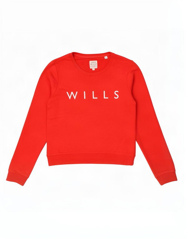 Jack Wills Sudadera gráfica para mujer Jumper UK 10 Small Red Cotton