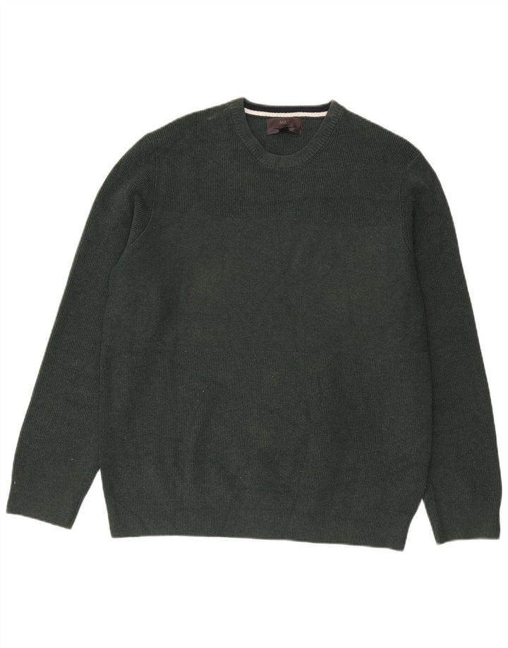 Marks & Spencer Jersey de cuello redondo para hombre XL Poliéster verde