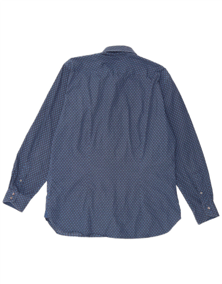 Ted Baker Camisa para hombre Talla 16 1/2 Algodón geométrico azul grande