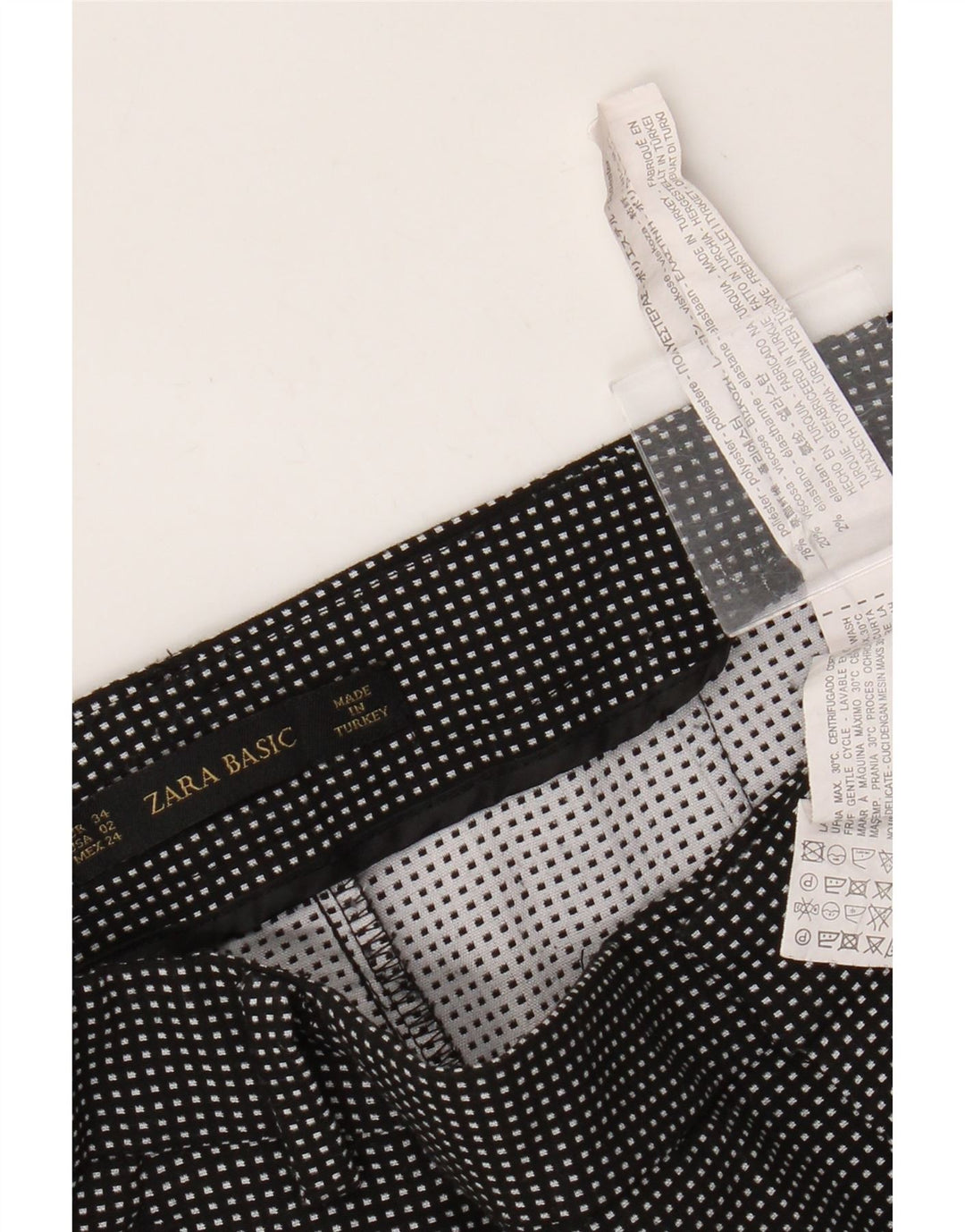 Zara Mujer Pantalón Chino Cónico Básico EU 34 2XS W24 L27 Black Check