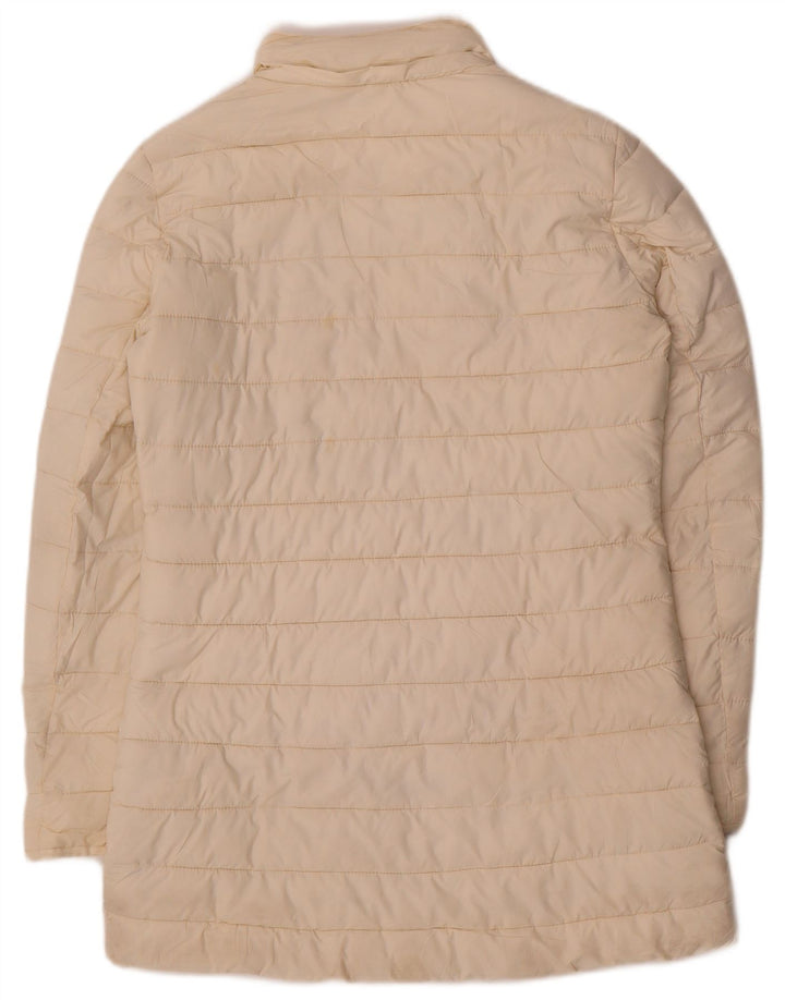 Zara Mujer Abrigo Acolchado UK 10 Pequeño Poliéster Blanco Roto