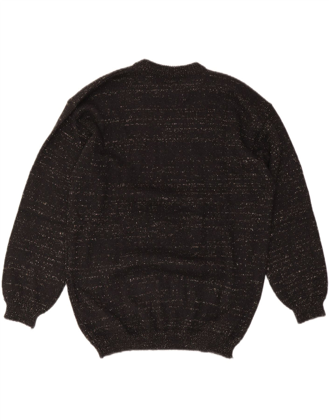 VINTAGE Mujer Crew Neck Jumper Suéter Reino Unido 14 Medio Negro Argyle/Diamond