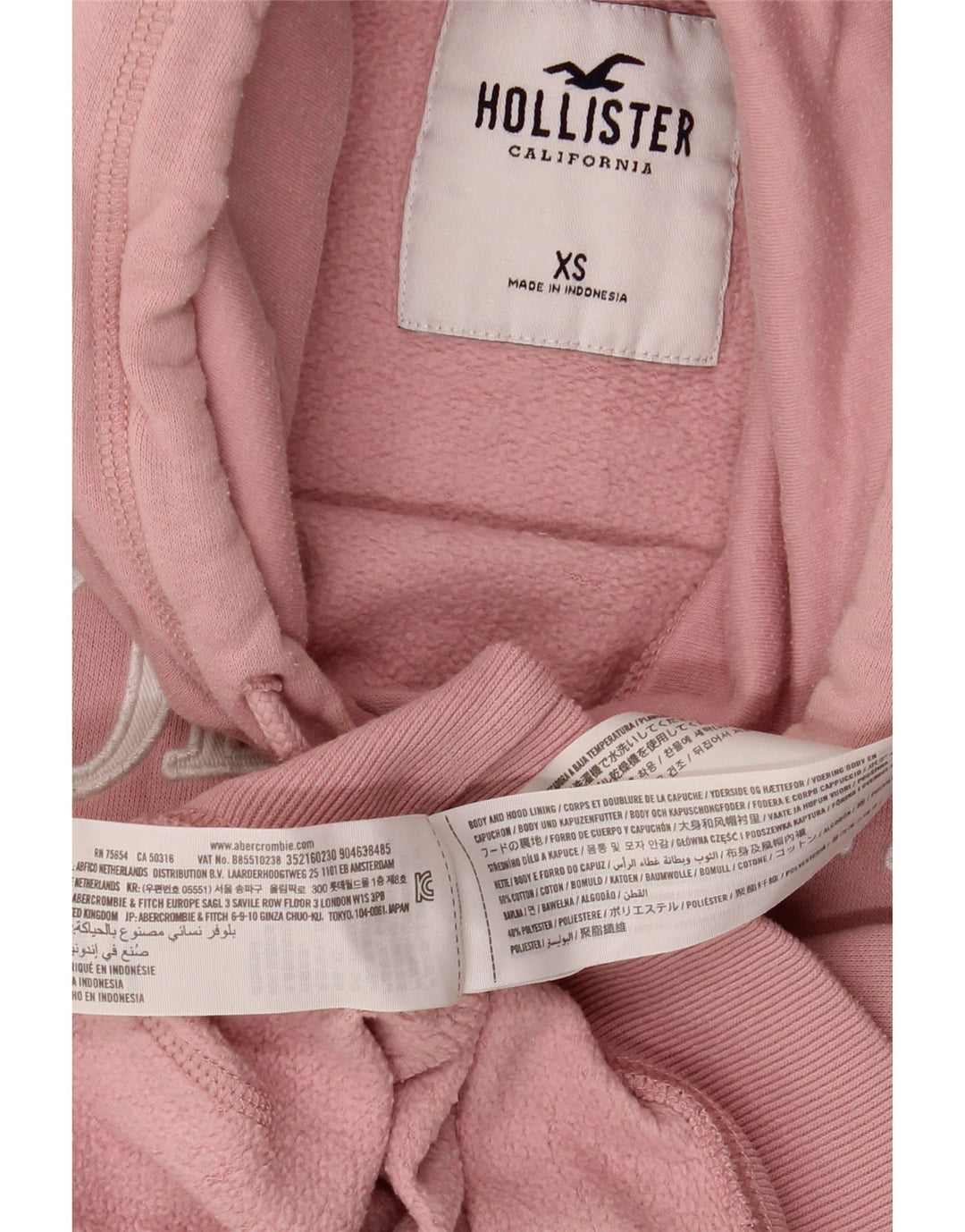 HOLLISTER Jersey con capucha gráfica para mujer UK 6 XS Algodón rosa