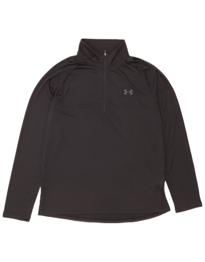 Under Armour Camiseta con cuello y cremallera para hombre Manga larga Poliéster negro grande