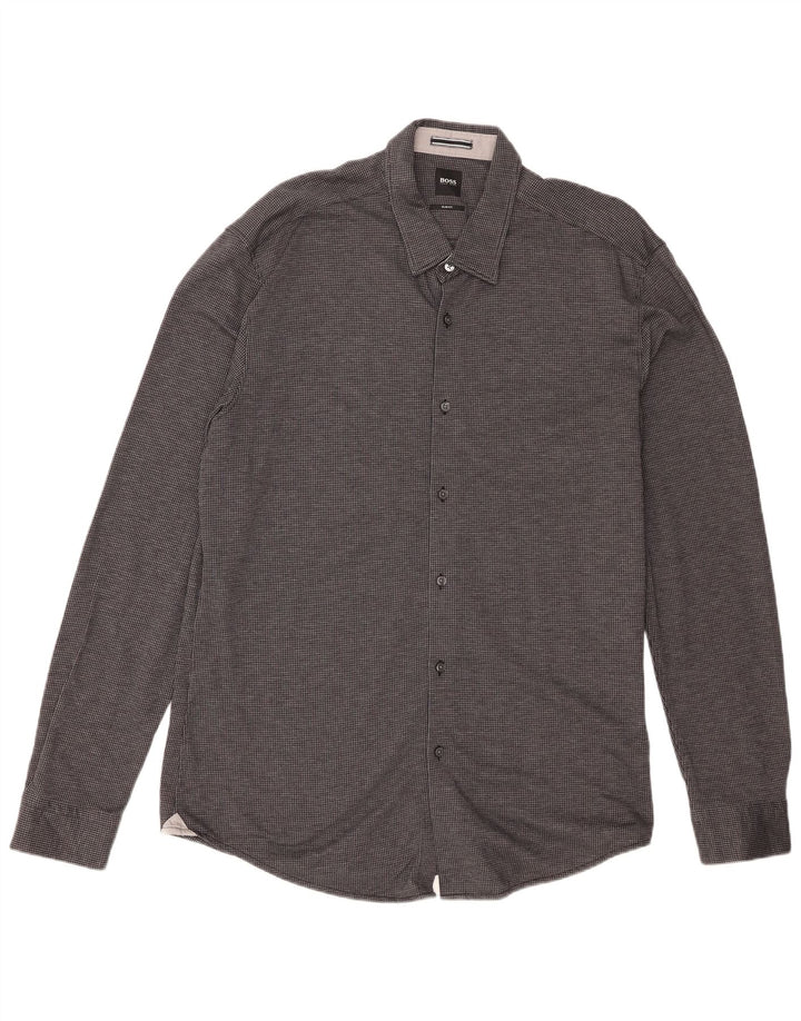 Camisa Hugo Boss Hombre Slim Fit 2XL Pata de Gallo Negra