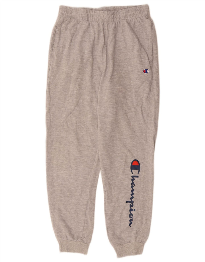 Champion Pantalones de chándal con estampado gráfico para niños, 11-12 años, grande, gris