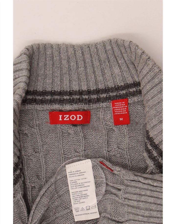 IZOD Mens Zip Neck Jumper Sweater Medium Grey Cotton Vintage Izod and Second-Hand Izod from Messina Hembry 