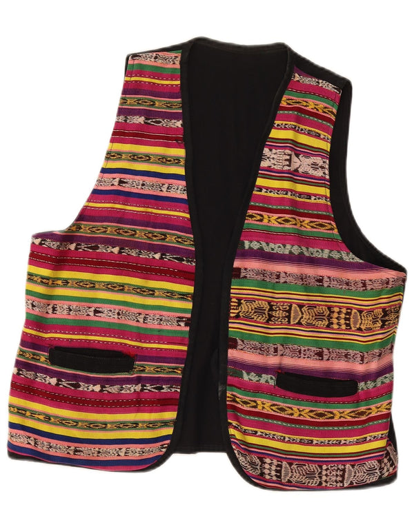 Vintage mujer chaleco Reino Unido 14 medio multicolor rayas