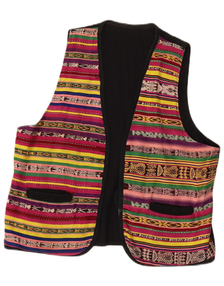 Vintage mujer chaleco Reino Unido 14 medio multicolor rayas