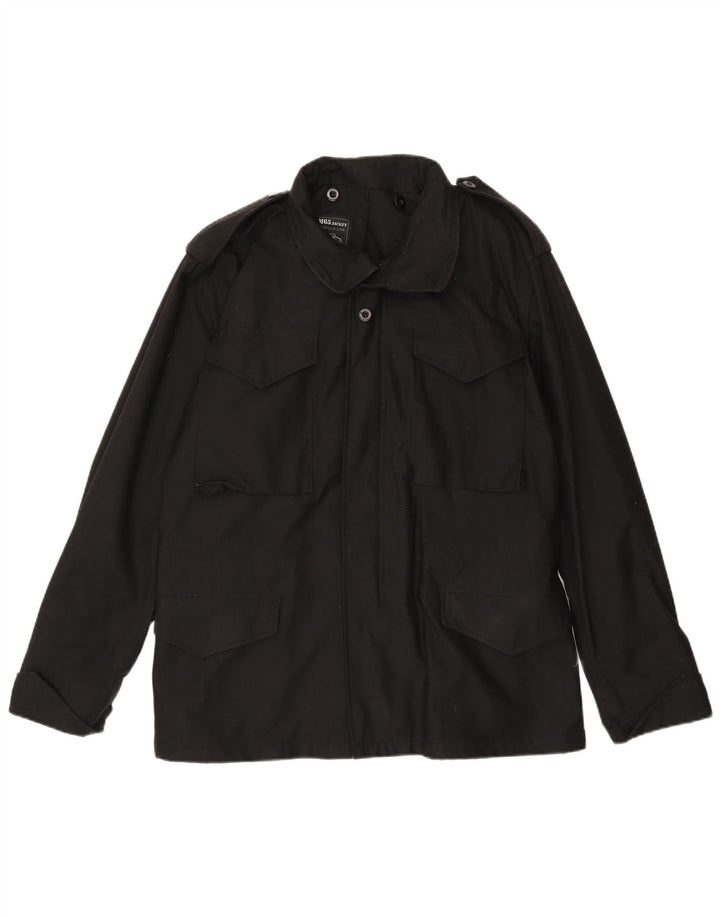 Vintage hombres regular fit chaqueta militar Reino Unido 38 algodón negro medio