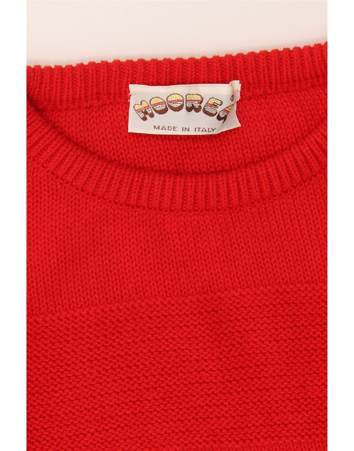 MOORER Womens Short Sleeve Crew Neck Jumper Sweater UK 14 Medium Red Vintage MooRER and Second-Hand MooRER from Messina Hembry 
