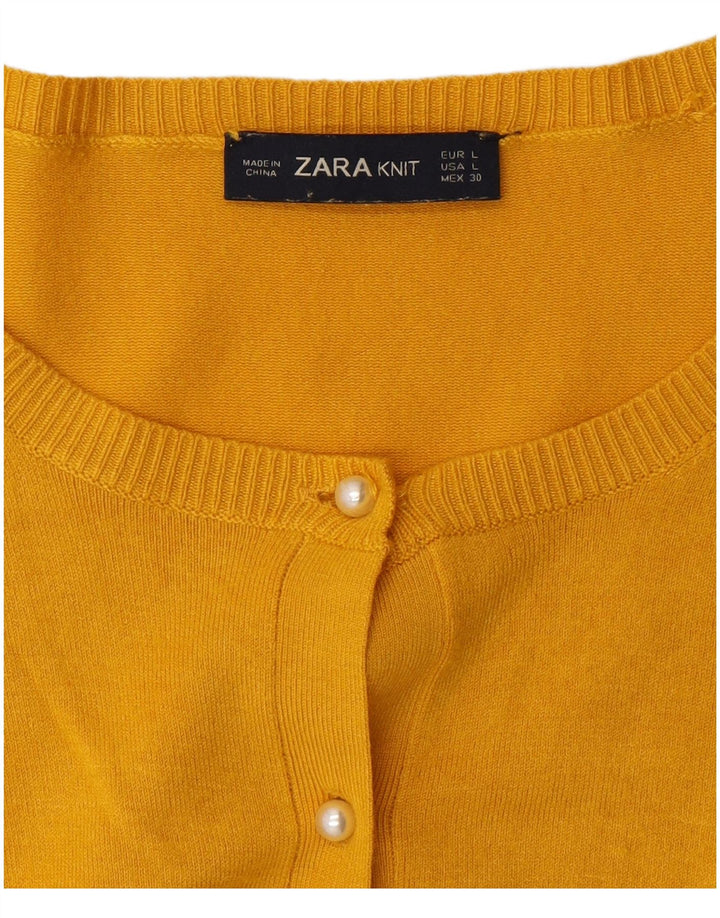 Zara Mujer Cárdigan Suéter UK 44 Grande Amarillo