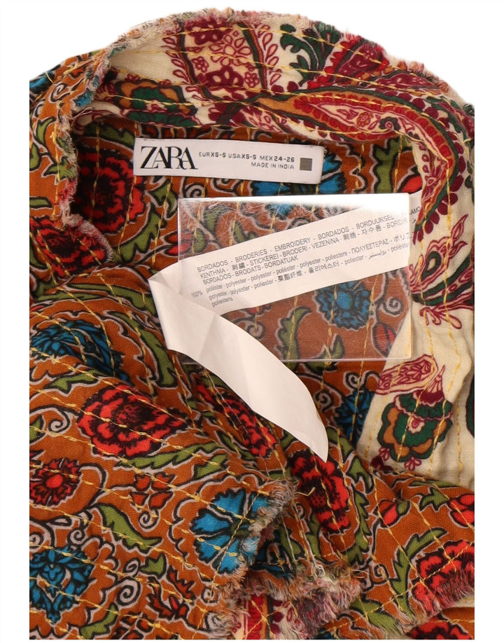 Zara Chaqueta Bomber Extragrande para Mujer UK 6 XS Off White Paisley Poliéster