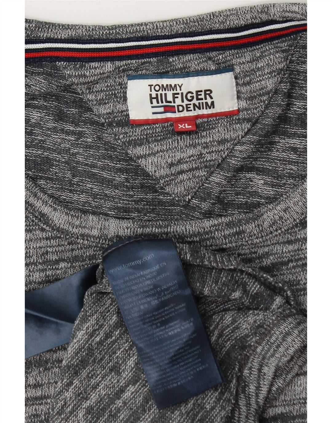 Tommy Hilfiger Jersey con cuello redondo para hombre XL Algodón moteado gris