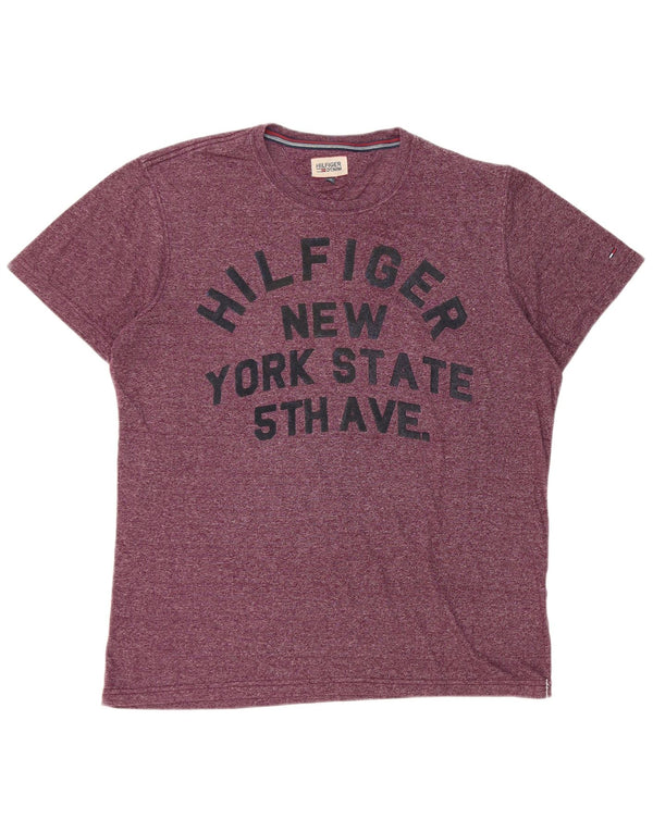 Tommy Hilfiger Camiseta gráfica para hombre Top 2XL Borgoña moteado