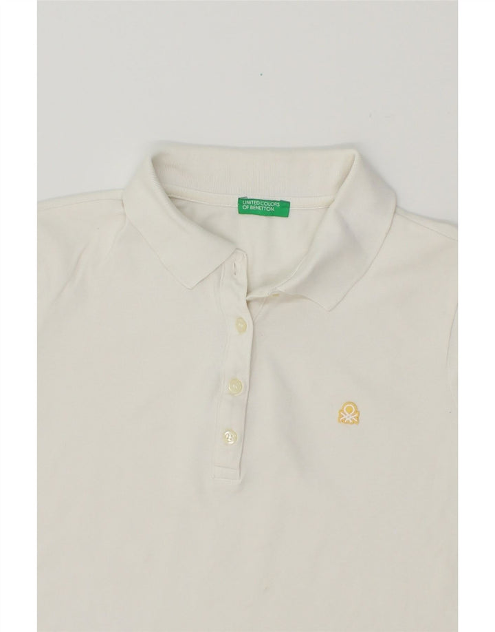 BENETTON Womens Polo Shirt UK 10 Small White Vintage Benetton and Second-Hand Benetton from Messina Hembry 
