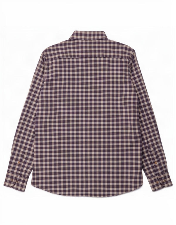 Massimo Dutti Hombre Camisa Casual Fit Large Algodón Vichy Morado