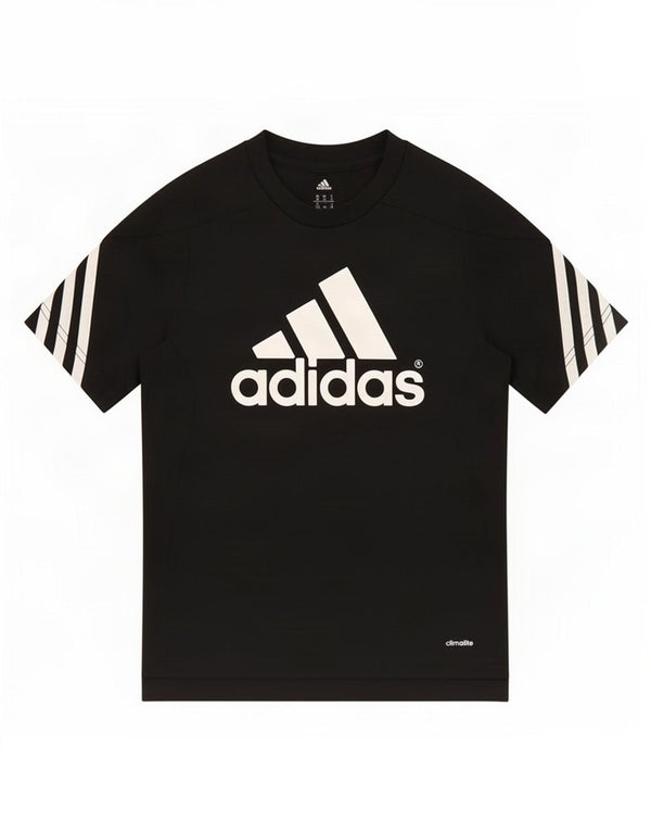 Adidas Girls Climalite Graphic T-Shirt Top 9-10 Years Medium Black