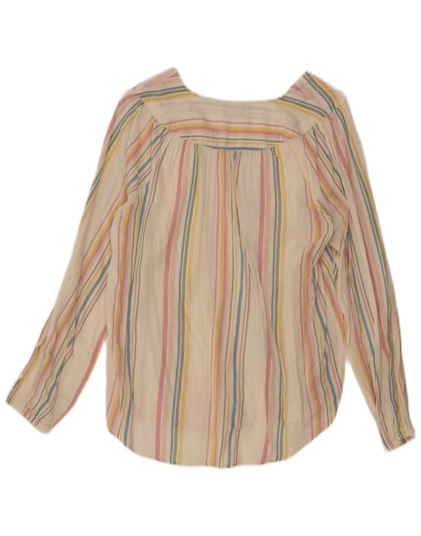 Nautica Blusa de manga larga para mujer UK 10 Small Beige Algodón a rayas