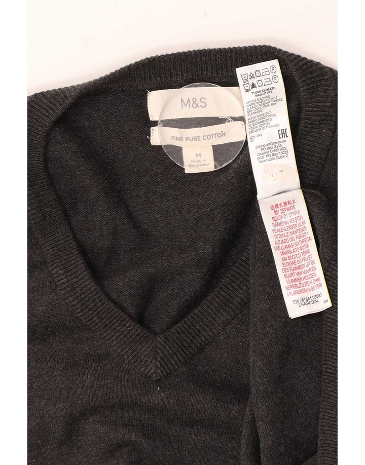 Marks & Spencer Jersey con cuello en V para hombre de algodón gris medio