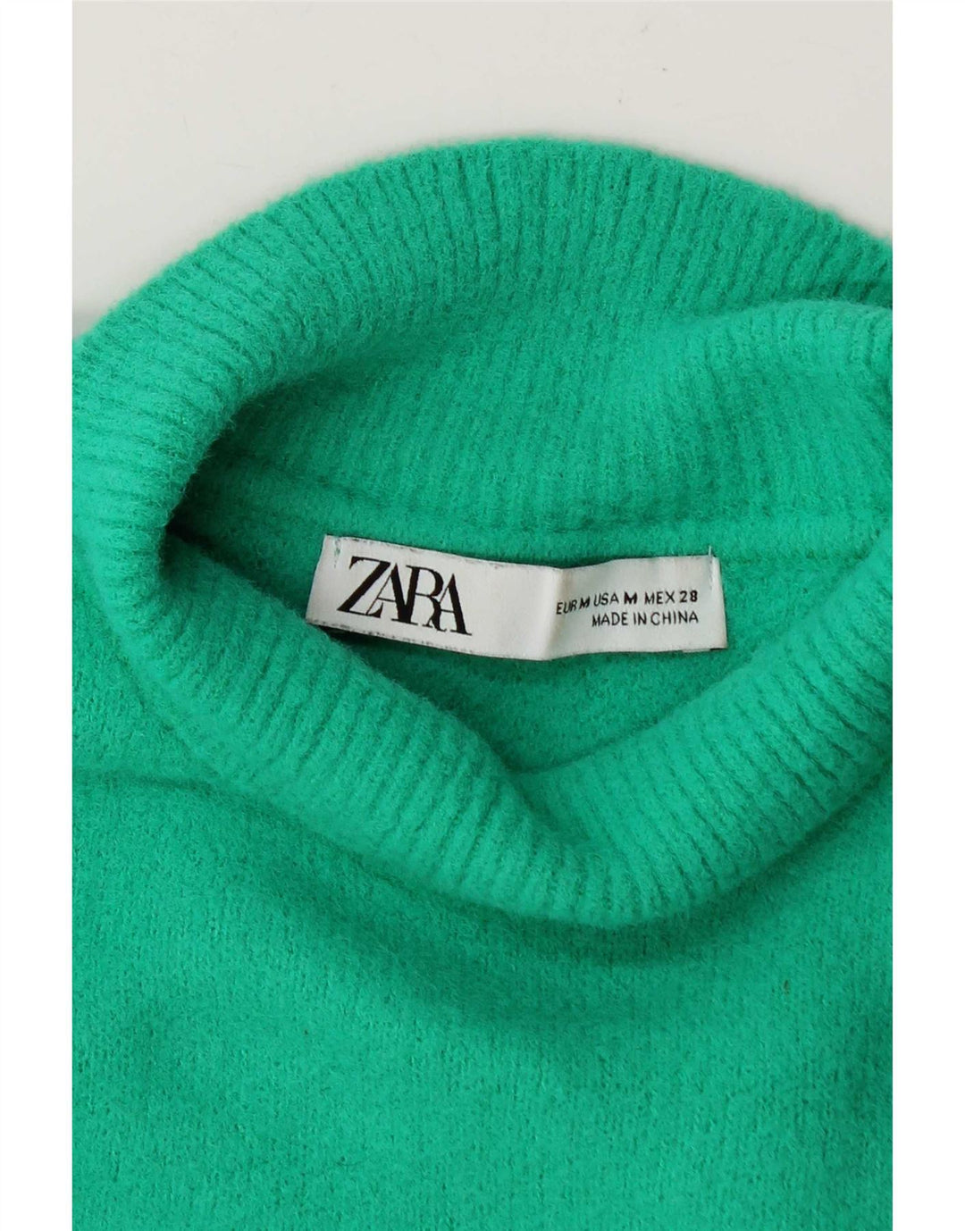 Zara Mujer Crop Turtle Neck Jumper Sweater UK 44 Verde Medio