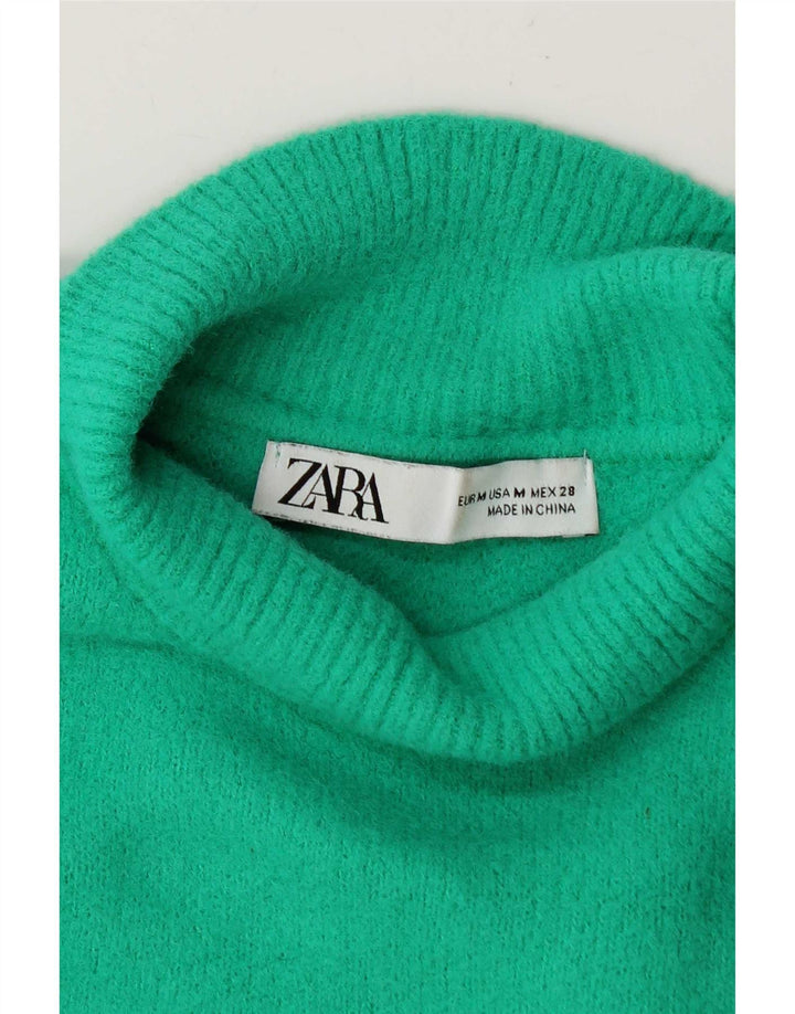 Zara Mujer Crop Turtle Neck Jumper Sweater UK 44 Verde Medio