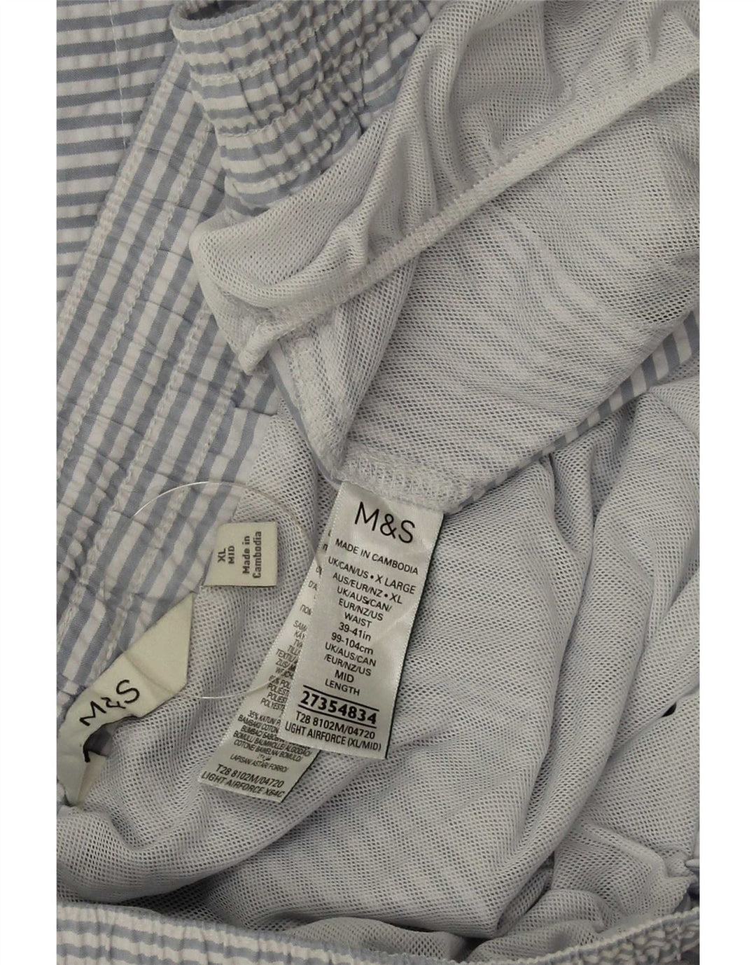 Marks & Spencer Bañador para hombre XL Azul Poliéster a rayas