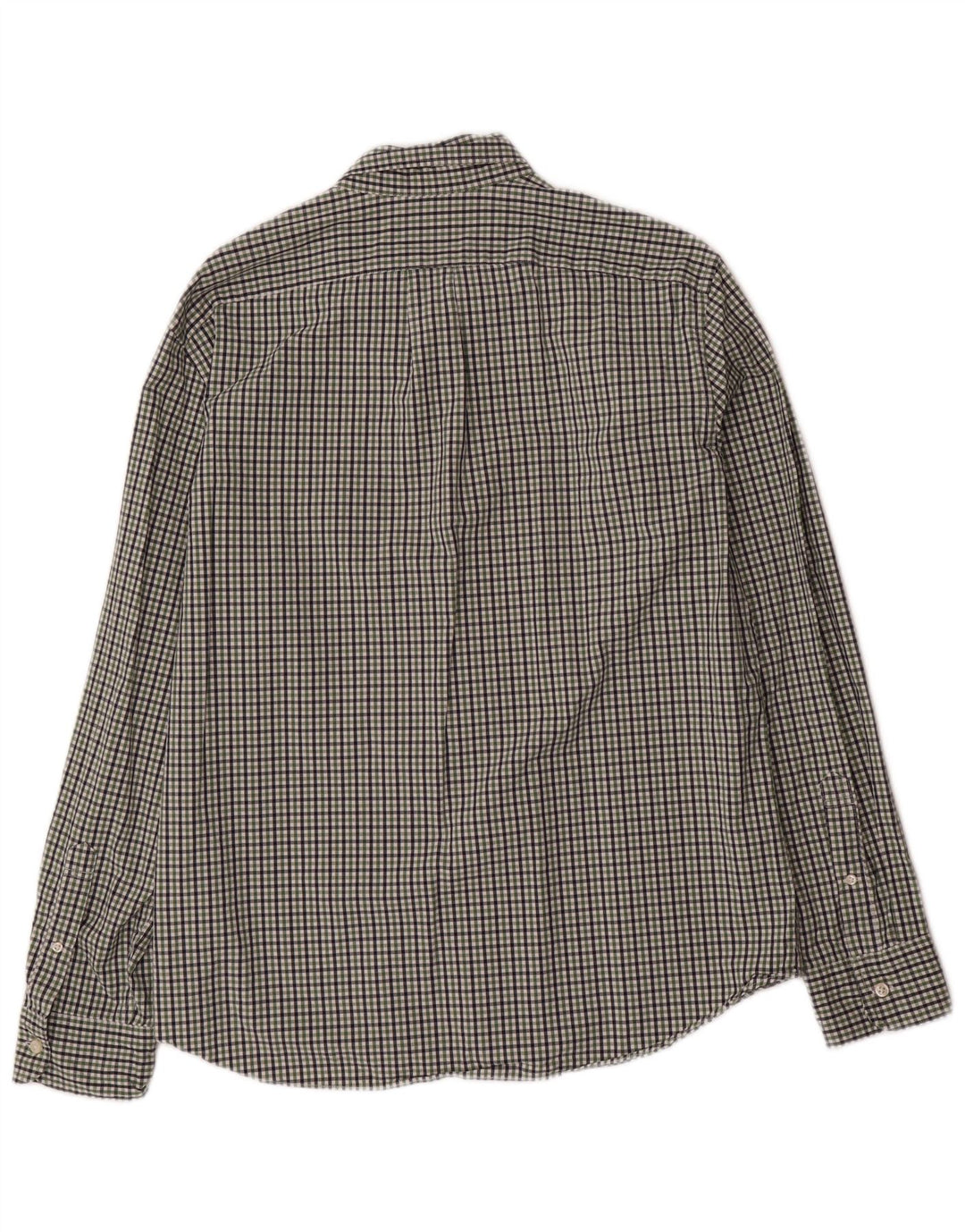 J. CREW Camisa ajustada para hombre de algodón a cuadros verde grande