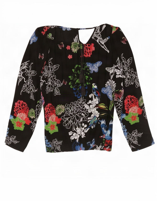 Desigual Blusa extragrande de manga larga para mujer UK 40 XL Negro Floral
