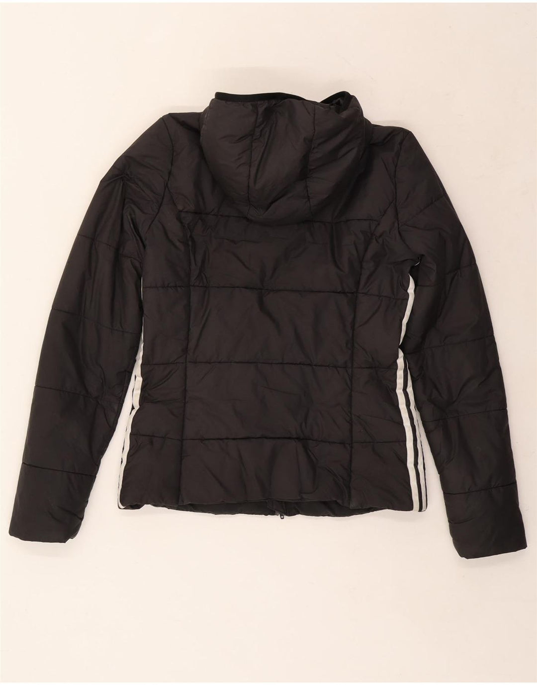 ADIDAS Chaqueta acolchada con capucha para mujer UK 10 Small Poliéster negro