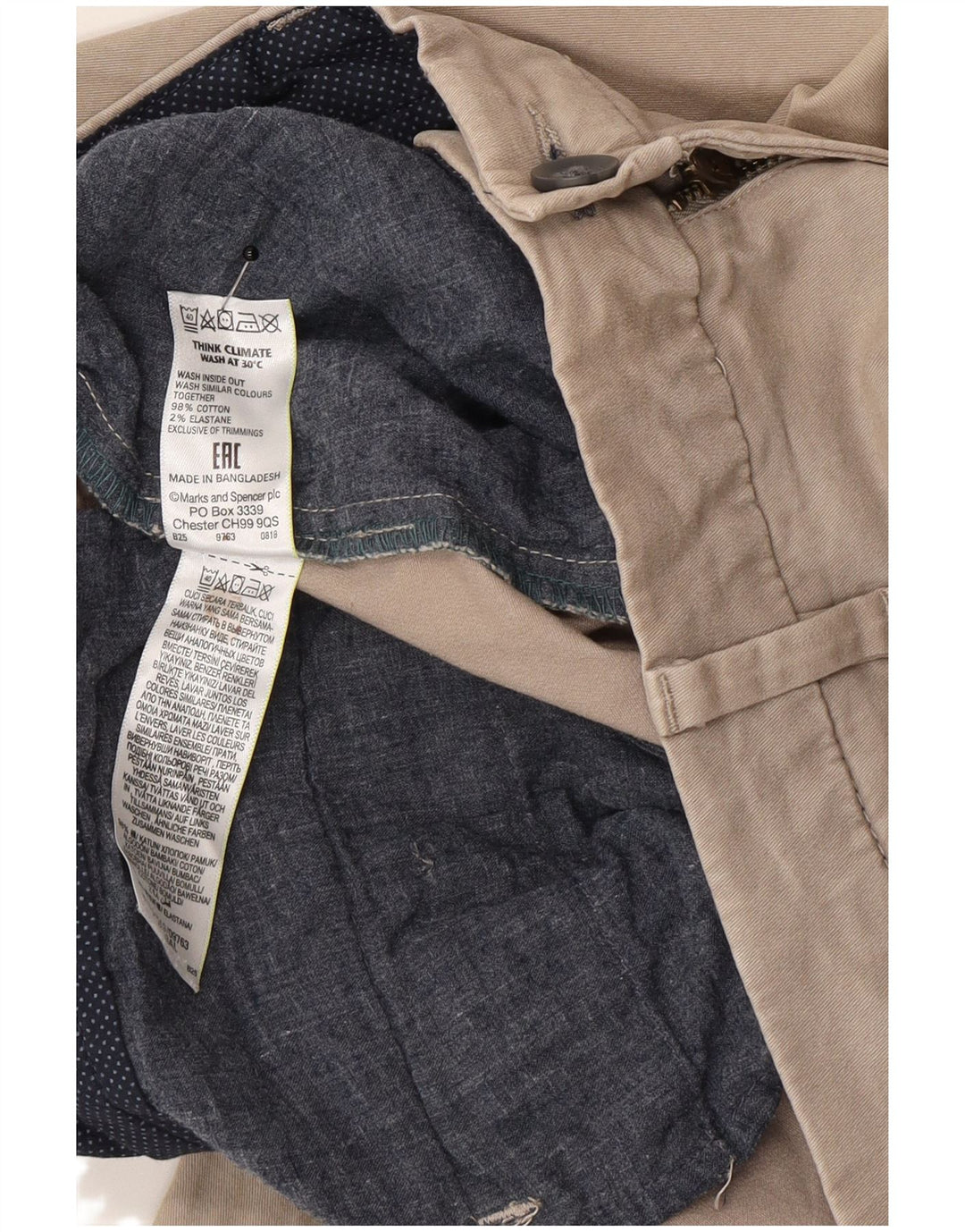 Marks & Spencer Pantalones chinos ajustados para hombre W32 L29 Algodón gris
