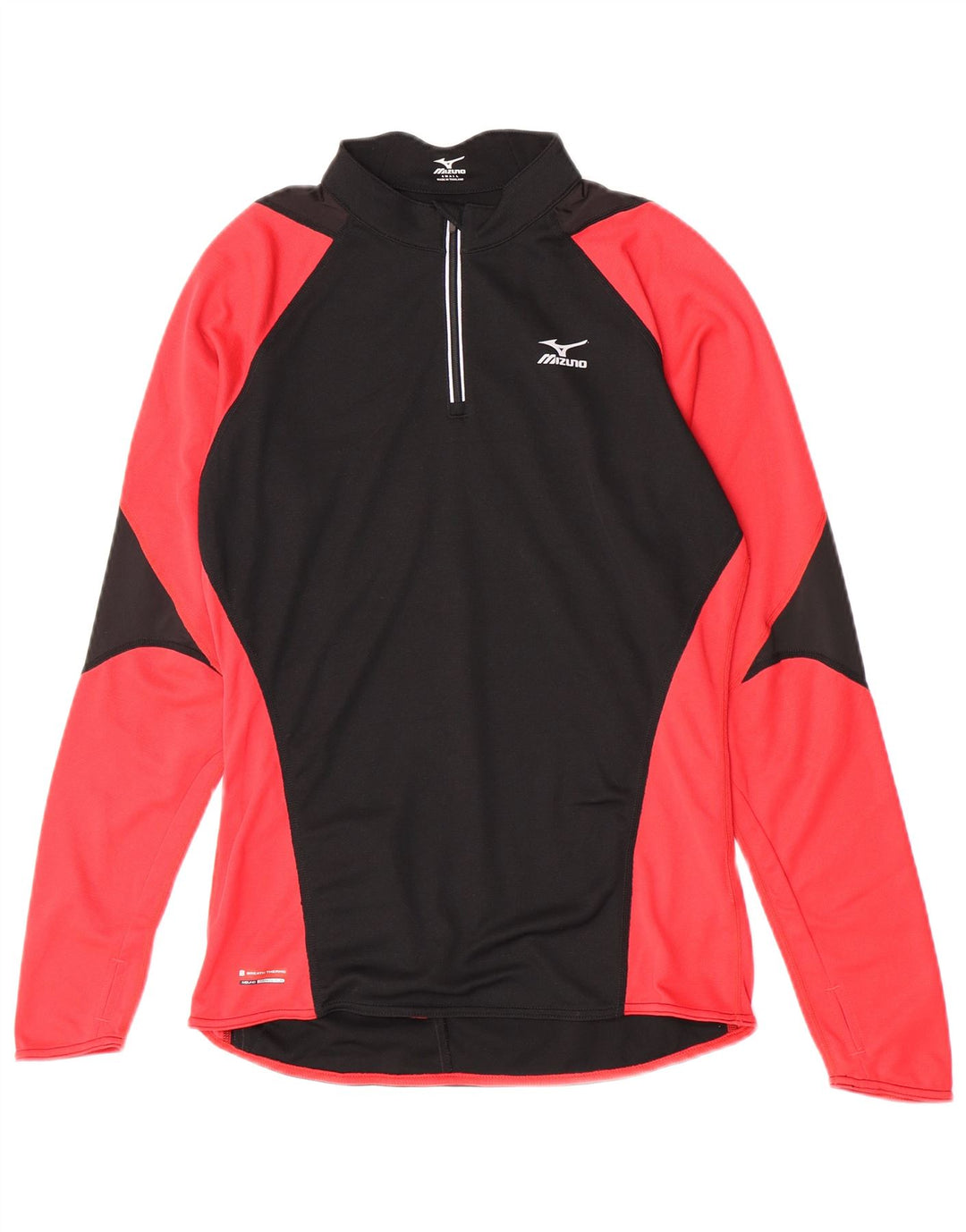 Mizuno Mens Zip Neck Pullover Chándal Top Pequeño Negro Colorblock